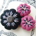 ♥ ARWEN ♥ Broche textile bohème fleurs potirons 