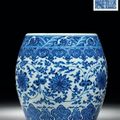 A rare blue and white barrel-shaped jar, Qianlong seal mark (1736-1795)