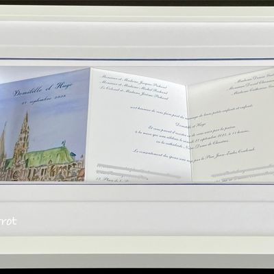 Passe-partout en faux escalier et faire-part en zigzague pour Domitille et Hugo