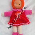 Doudou Poupée Corolle Rouge Rose Orange Fleur au Milieu en Haut de la Robe 25 cm