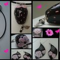 Collier grosse fraise noire et rose