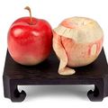  Japanese realistic coloured ivory okimono of fruits. Late Meiji period
