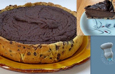 Flan pâtissier au chocolat sur pâte à cookies