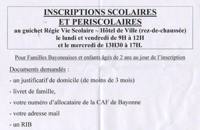 Inscriptions pour les PS de Maternelle et les CP