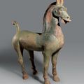 A massive green-glazed pottery horse, Han dynasty (206 BC-220 AD) 