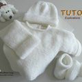 TUTO tricot bb FACILE et PREMA BOUTIQUE bebe modele layette bébé et patron a tricoter Explications brassière, bonnet, chaussons