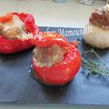 Oignons rosés, poivron, tomates de Bretagne farcis à la chair mixte