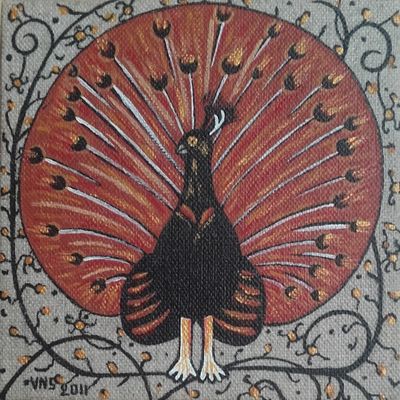 Paon médieval, acrylique sur toile, 2011