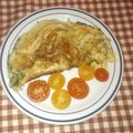 Omelette à la ciboulette, mozzarella et jambon de pays