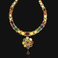 An enamelled and gem-set Navratna necklace, India, late 18th century