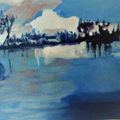 "série le fleuve" ,,,ciel d'hiver ;acrylique /papier 30/42cm