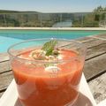 Soupe froide tomate, pastèque, menthe avec ou sans feta