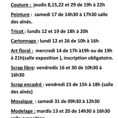 Planning janvier