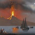 Naples (c.1900). A series of eight works showing Mount Vesivius eruptive by day and night