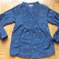 Chemise tunique bleue nuit motifs étoiles blanches Zara manches longues - 2-3 ans/98 cm - NEUVE -  4 euros - 