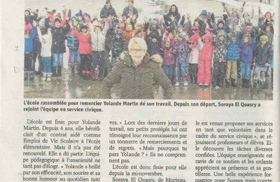 Vu dans la presse : "Ca bouge à l'école " - Est Républicain 01/02/2018