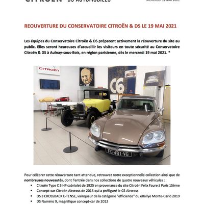 L'aventure Citroën-Peugeot-DS : reouverture programmée des Collections exposées.