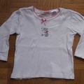 Maillot de corps manches longues/sous-vêtement fond blanc motif chat La redoute 24 mois - 50 cents -