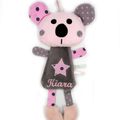 Doudou koala rose gris personnalisé