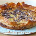 "Tarte fine et croustillante aux poires et grosses pépites de chocolat"