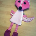 Doudou plat renard rose fuchsia