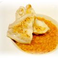 Filet de dorade, lentilles corail façon risotto et huile d'amande
