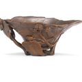 A rhinoceros horn 'leaf' libation cup, 18th century