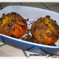 POMARINES FARCIES SOUS CRUMBLE DE PAIN D'EPICES ( dessert )