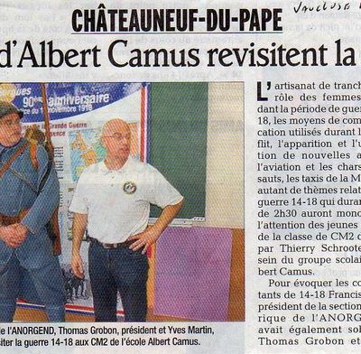 Intervention dans les écoles de Chateauneuf du Papes