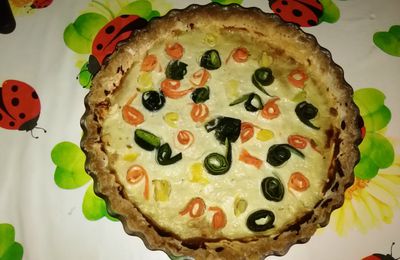 TARTE AUX FLEURS DE CAROTTE ET COURGETTE,SANS GLUTEN, SANS LAIT