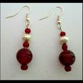 Boucles d'oreilles rouge or et argent 