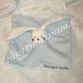 Doudou Lapin Plat Blanc Bleu Ciel Broderie Mon Premier Doudou Kimbaloo La Halle