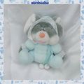 Doudou Peluche Souris Assis Gris Tissu Bleu Pois Blanc Tender Tails