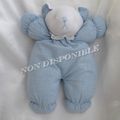 Doudou Peluche Ours Blanc Corps Tissu Vichy Bleu Simpson Trading