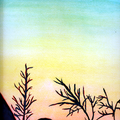 Peinture de coucher de soleil en aquarelle