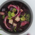 Salade de fèves et betterave rouge