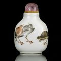 A porcelain snuff bottle with quail, 1860-1880