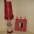 LAMPE ET MIROIR MOSAIQUE ROUGE