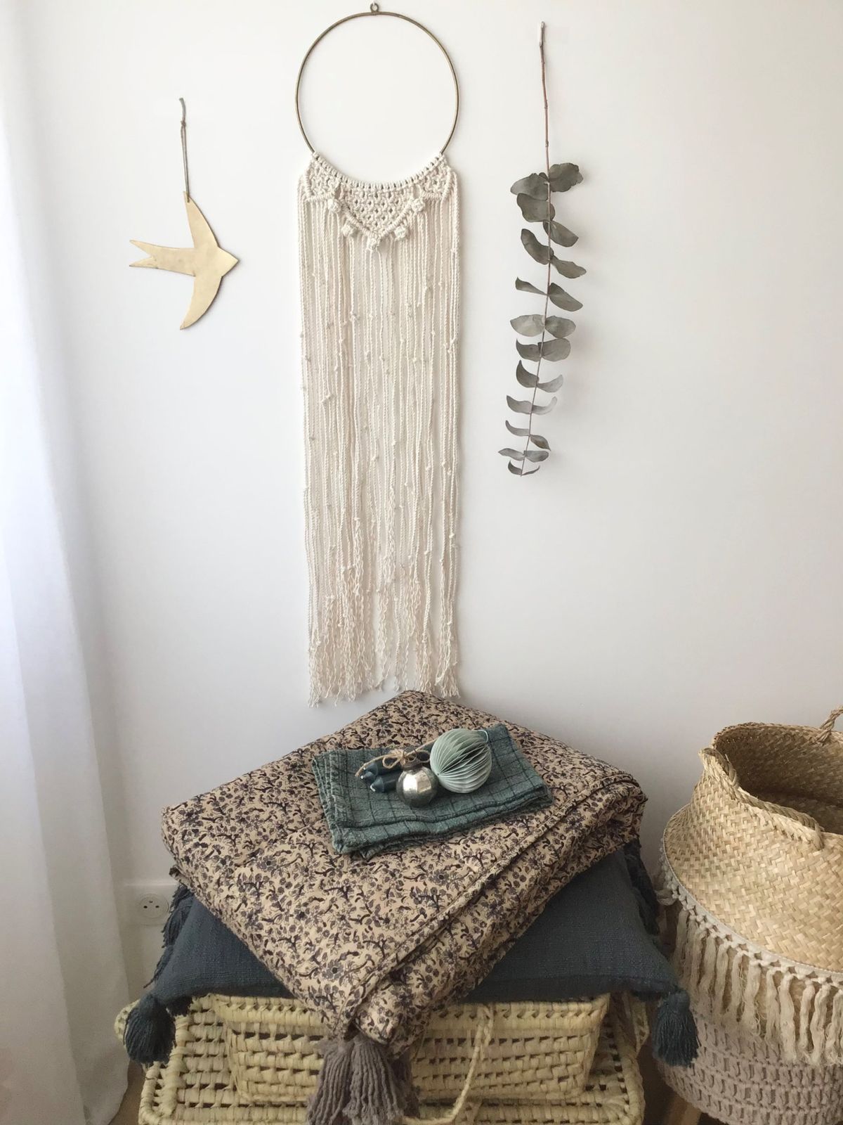 Macramé mural Couronne Métal Golden Natural
