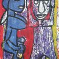 Couple avec enfant. 2004.Technique mixte papier