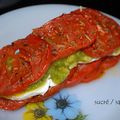 Mille-feuille tomates-mozzarella,pesto au basilic