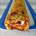Roulé courgettes - pomme de terre au jambon et au chèvre