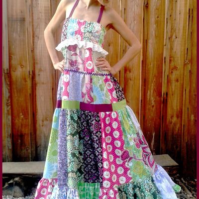 Maxi robe gitane boheme patchwork "My princess wedding dress"