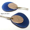 BO520 - Boucles d'oreilles graphiques en bronze et tagua marine