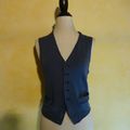 H218 : Gilet bleu 70's T.M