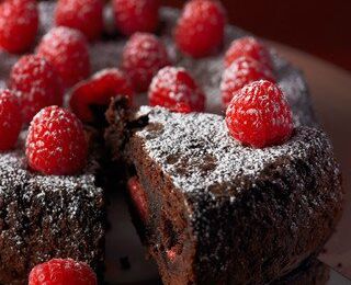 Fondant au chocolat et aux framboises