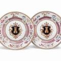 A pair of Chinese Export armorial plates, circa 1728