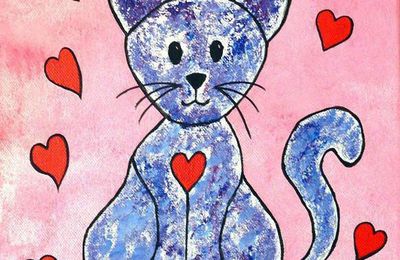 tableau LOVE CAT Peinture acrylique