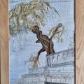 L'arbre du canal de Digoin - peinture à l'aiguille - 30 x 40