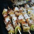 Brochettes de poulet et ananas